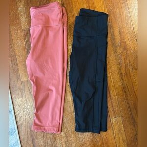 Athleta Crop Leggings Medium Bundle (of 2) Black and Coral